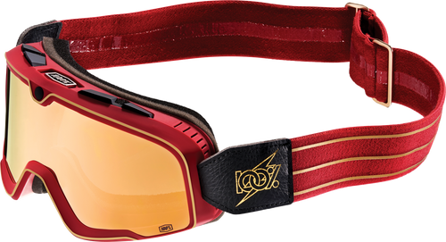 100 Percent Goggles Barstow Cartier Red with True Gold Lens 100% MX Motorcycle