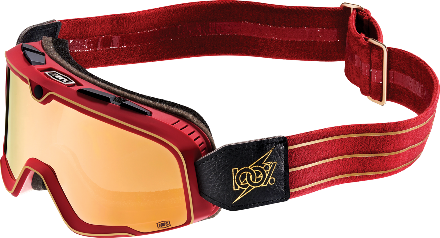 100 Percent Goggles Barstow Cartier Red with True Gold Lens 100% MX Motorcycle