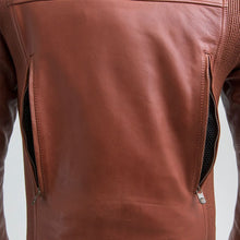Load image into Gallery viewer, First MFG Men&#39;s Motorcycle Jacket - The Cruisader Whiskey Brown Leather Classic Style