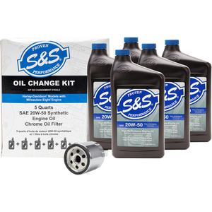 S&S Synthetic 20w50 Oil Change Kit w/Chrome Filter fits Harley Davidson M8