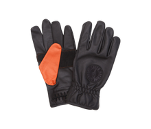 Load image into Gallery viewer, Loser Machine Death Grip Leather Motorcycle Gloves - Black and Orange