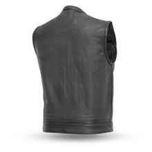 Load image into Gallery viewer, First MFG Men&#39;s Motorcycle Vest - The Sharp Shooter Black Premium Leather Biker