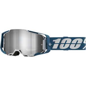100 Percent Armega Goggles Albar w/Flash Silver Lens  100% MX Motorcycle