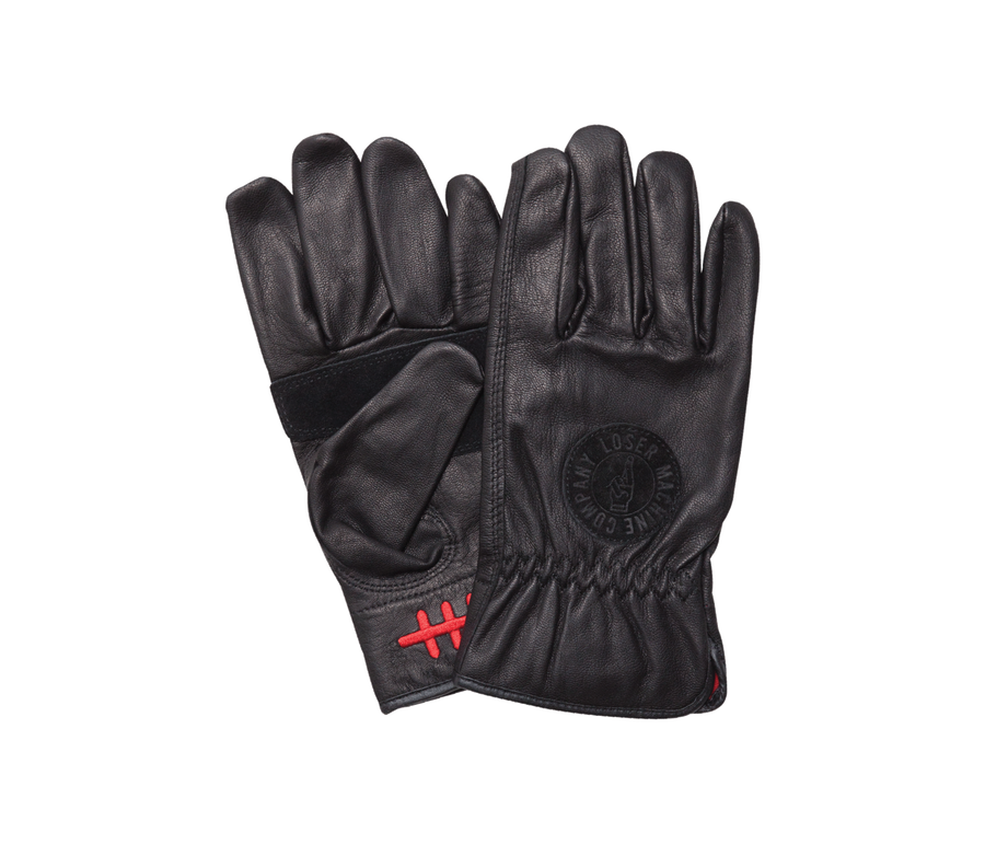 Loser Machine Death Grip Leather Motorcycle Gloves - BLACK