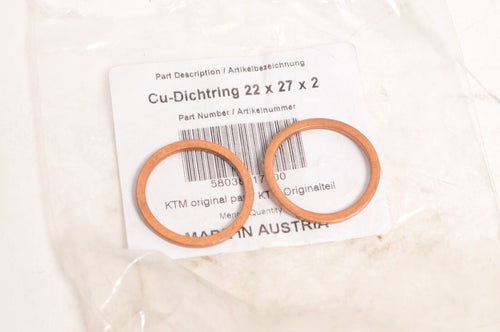 Genuine KTM Oil Drain Plug Crush Washer Sealing Ring 22x27x2 Cu | 58038017100
