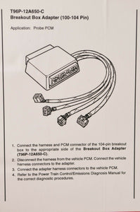Ford Rotunda OTC Special Service Tool T96P-12A650-C PCM Breakout Box 100-104 Pin