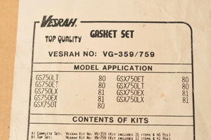 Genuine NOS Gasket Set Vesrah VG-359 - Suzuki GS750 GSX750 1980-1981 80-81