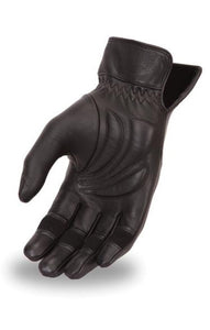 First MFG Dame Women's Black Leather Motorcycle Gloves w/Gel Comfort Palm