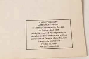 Genuine Yamaha Factory Assembly Manual 1995 95 Vmax-4 800 | VX800V VX800STV