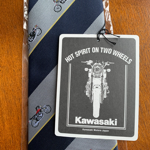 Genuine Kawasaki Neck Tie With Vintage Motorcycle Pattern Japan
