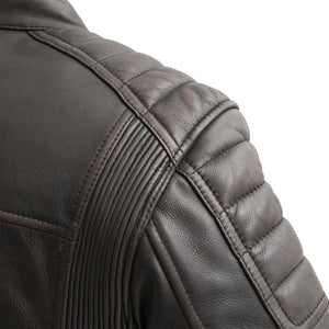 First MFG Men's Motorcycle Jacket - The Cruisader Black Brown Leather Classic Style