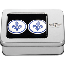 Load image into Gallery viewer, FIGURATI DESIGNS BLUE FLEUR-DE-LIS SWING ARM COVER SILVER FD05-SS