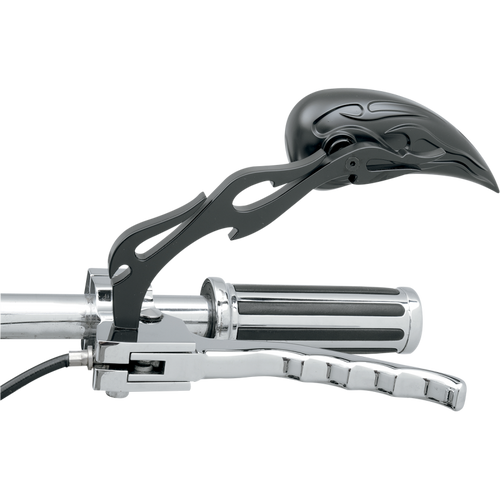 DRAG SPECIALTIES FLAMED STEM TEARDROP MIRROR BLACK 6