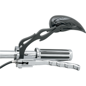 DRAG SPECIALTIES FLAMED STEM TEARDROP MIRROR BLACK 6