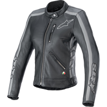 Load image into Gallery viewer, Alpinestars STELLA DYNO LEATHER JACKET, Black/Tar Gray/ Dark Gray, Small