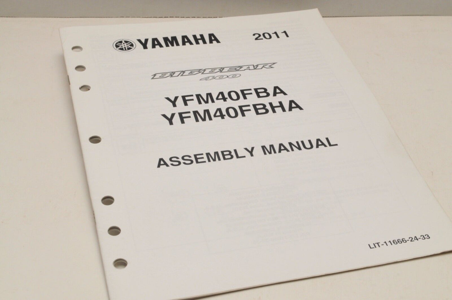 Genuine Yamaha ASSEMBLY SETUP MANUAL YFM40FBA BIGBEAR 400 2011 LIT-11666-24-33 - Very Good