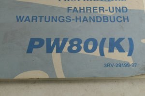 Yamaha Owner's Service Manual - PW80(K) 1998 English French German 3RV-28199-87