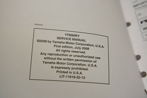 OEM Yamaha ATV Service Shop Manual LIT-11616-22-13 YFM90RA Raptor 90 2009 09 - Very Good