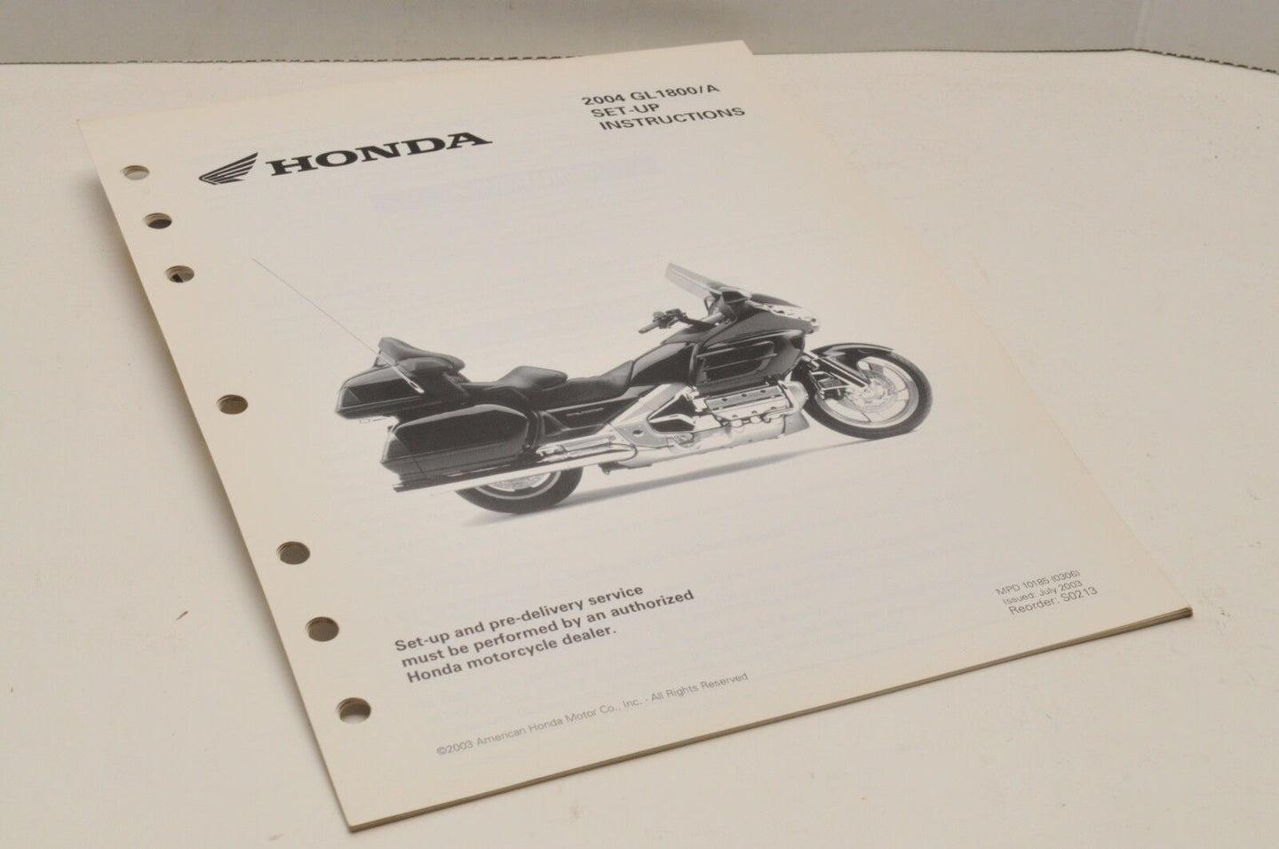 2004 GL1800 GL1800A GENUINE Honda Factory SETUP INSTRUCTIONS PDI MANUAL S0213 - Very Good