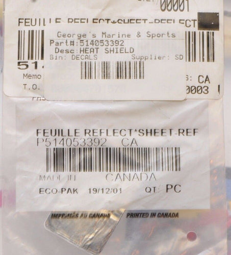 NEW SKIDOO OEM DECAL 514053392 REFLECTIVE HEAT SHEET (SMALL) MXZ SUMMIT LEGEND++ - Like New