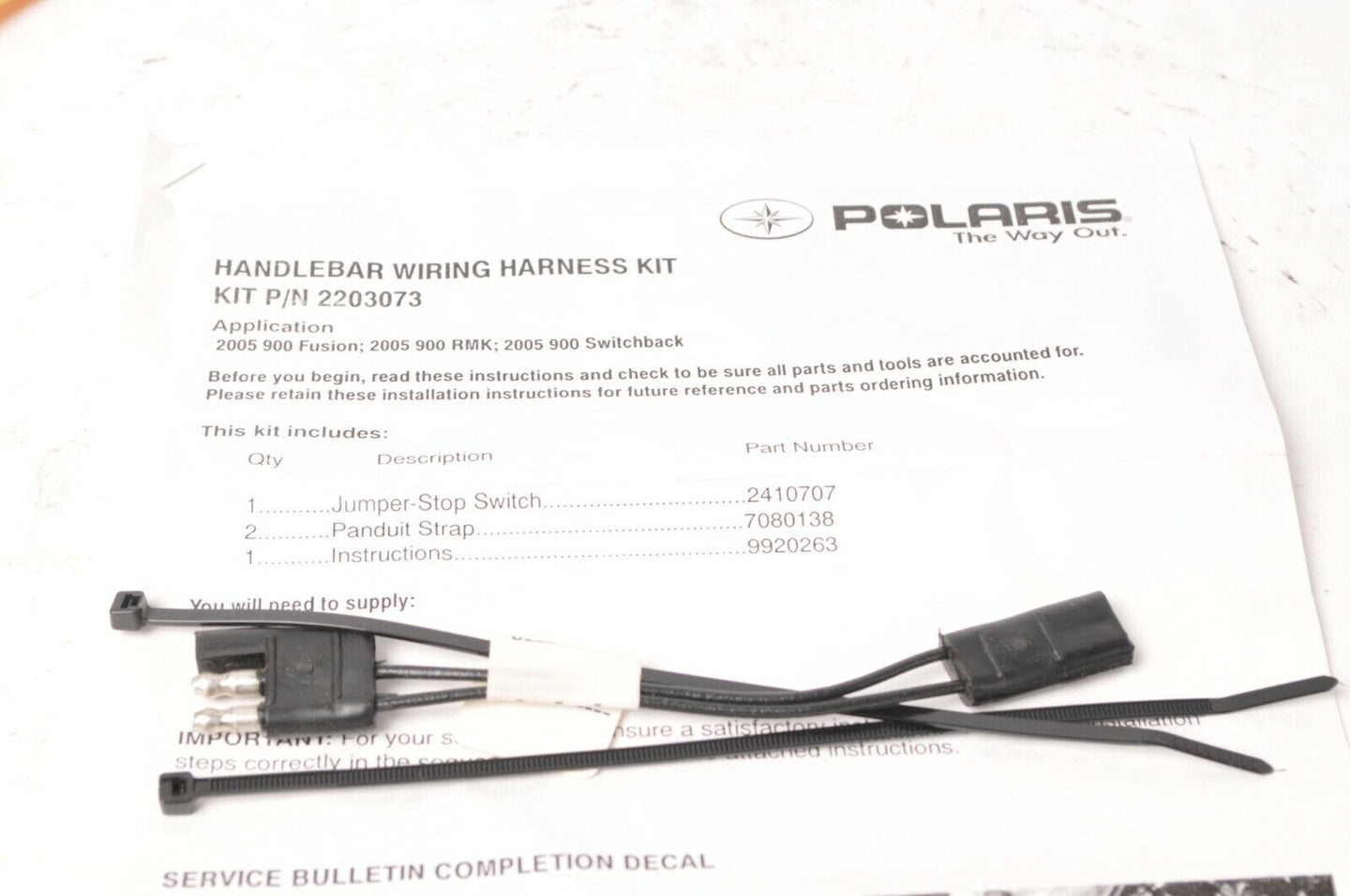 Genuine Polaris 2203073 Kit,Handlebar Wiring Harness 2005 fusion RMK 900 Switchb