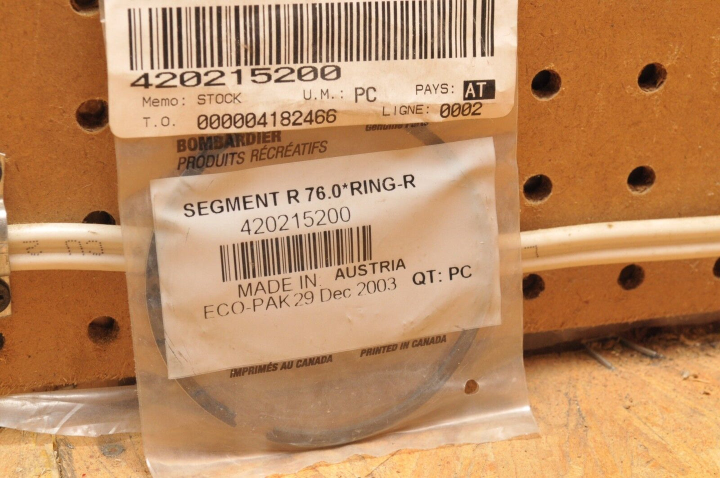 GENUINE SKIDOO SKI-DOO CANAM BRP PISTON RING 420915200 NEW NOS  76.0 - Like New