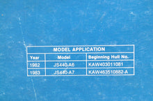 Load image into Gallery viewer, Genuine KAWASAKI JETSKI WATERCRAFT PWC SERVICE SHOP MANUAL JS440 A6 A7 1982-1983 - Very Good