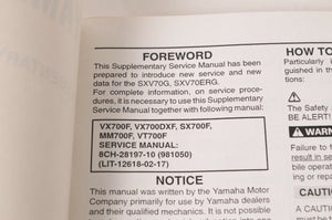 Yamaha Supplementary Service Manual Repair Maintenance Shop | SXV70G 2002 - Very Good