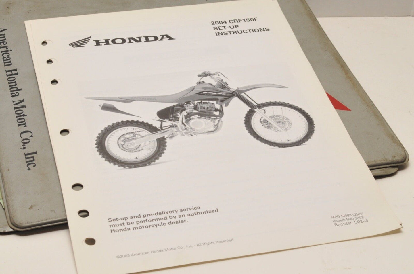 2004 CRF150F CRF 150F GENUINE Honda Factory SETUP INSTRUCTIONS PDI MANUAL S0204 - Very Good