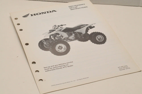 2003 TRX400EX Genuine OEM Honda Factory SETUP INSTRUCTIONS PDI MANUAL S4102 - Very Good