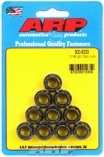 ARP 7/16-20 12pt Nut Kit Pack of 10 Black Oxide Steel use 9/16 Wrench 300-8333