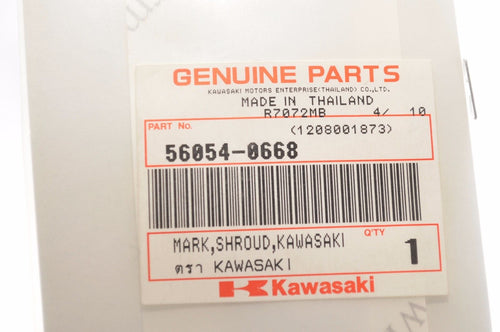 NEW Kawasaki NOS 56054-0668 DECAL EMBLEM MARK,SHROUD KLR650 2011-2012 GRAYSTONE - Like New