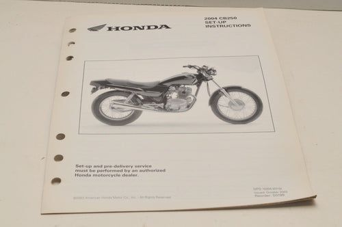 2004 CB250 NIGHTHA Genuine OEM Honda Factory SETUP INSTRUCTIONS PDI MANUAL S0199 - Very Good