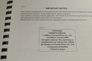 Yamaha Service Shop Manual - 2001 YFM400 KODIAK  | 5GH-28199-71