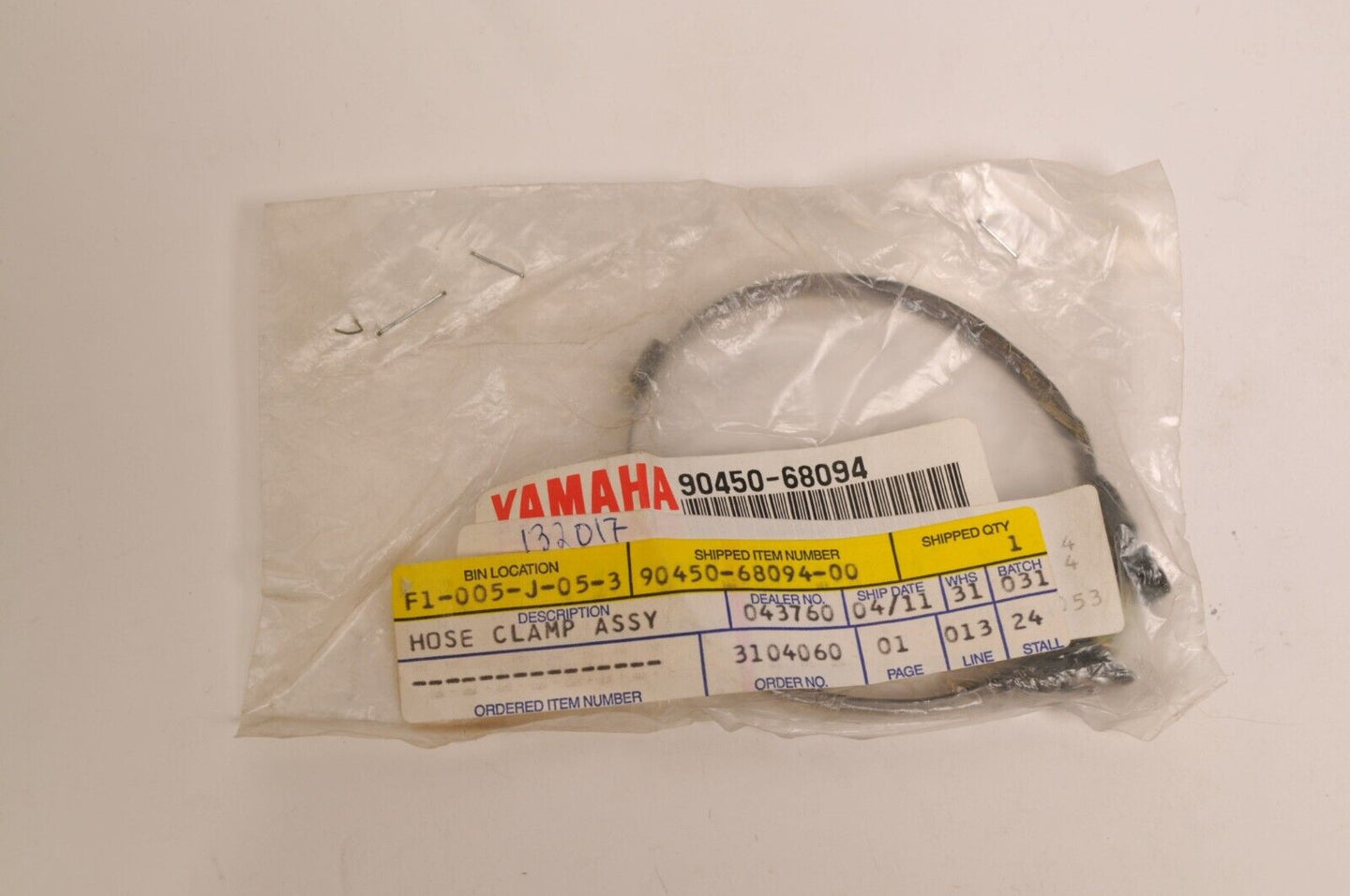 Genuine Yamaha Clamp,hose intake boot YZF-R6 99-02 1999-2002 | 90450-68094-00