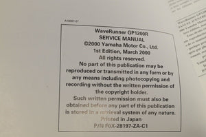 Yamaha Service Shop Manual - WaveRunner GP1200R  En/Fr/De/Es  |  460060