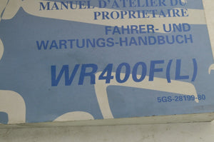 Yamaha Owner's Service Manual - WR400F L 1999 English French German 5GS-28199-80 - Very Good