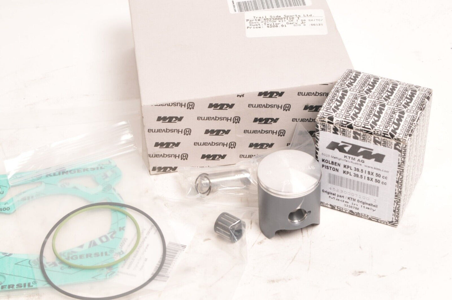 Genuine KTM Husqvarna TC50 SX 50 Top End Piston Kit w/Gaskets  | 45230007110-I