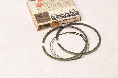 NOS OEM YAMAHA 248-11601-10-00  PISTON RING SET 305-02-03-06 OVERSIZE 0.25 AT1 - Like New