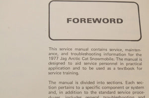 Genuine ARCTIC CAT Factory Service Shop Manual JAG 1977 0153-121 - Very Good