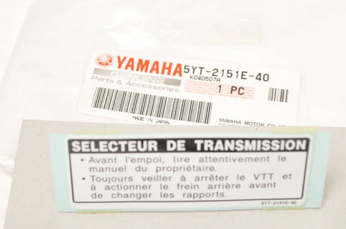 New NOS Genuine Yamaha 5YT-2151E-40 Decal Label,Caution Grizzly Raptor Français - Like New