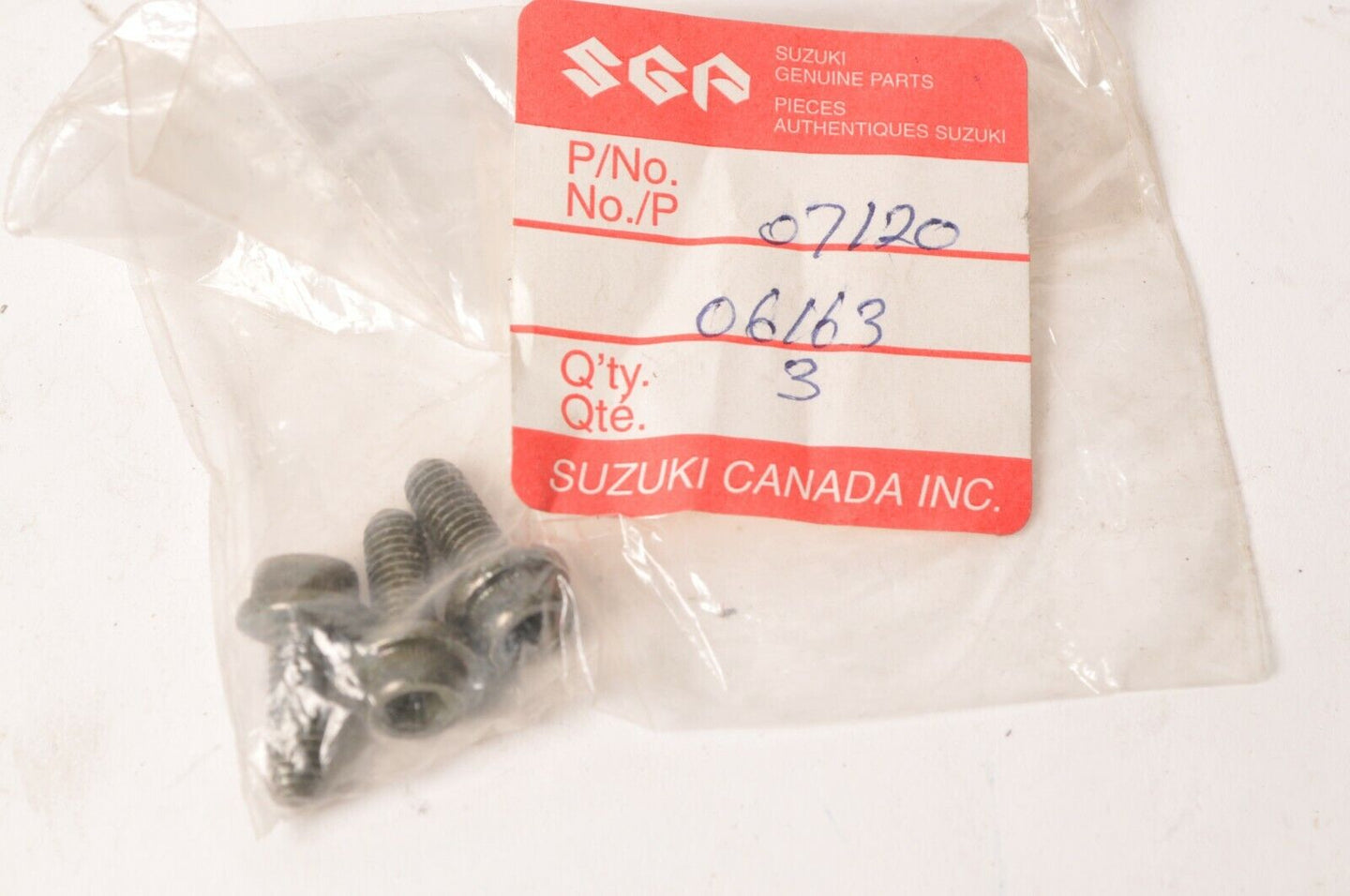 Genuine Suzuki 07120-06163 Qty:3 Bolt,Screw - various uses air cleaner brake etc