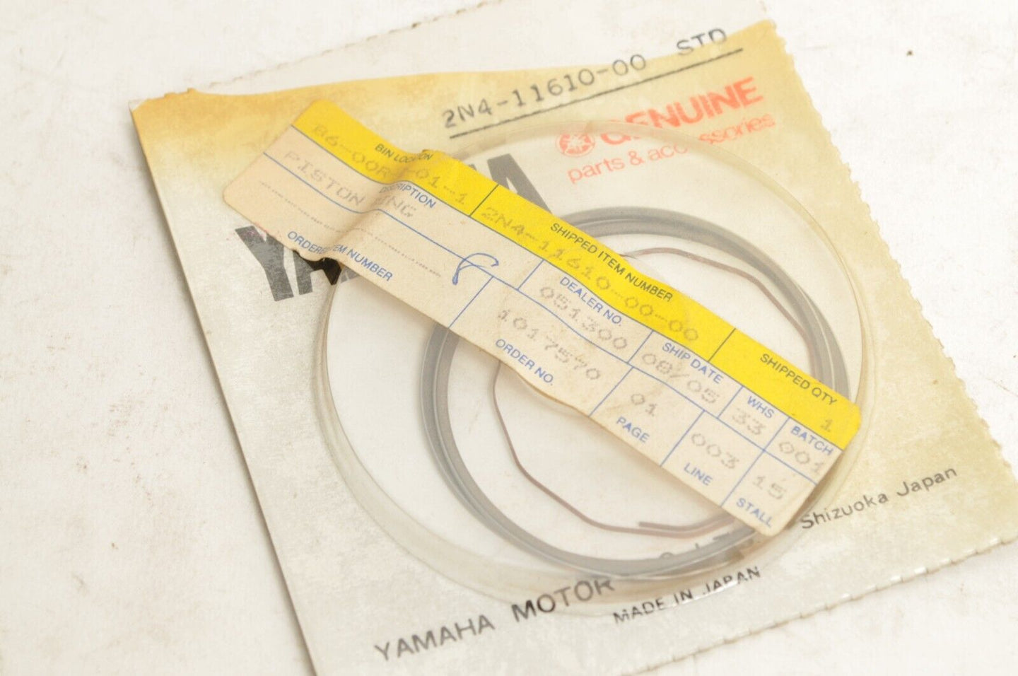 Genuine Yamaha Piston Ring Set STD ET300 DT125 81-91 Enticer 81  |  2N4-11610-00