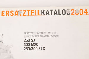 Genuine Factory KTM Spare Parts Manual - Engine 250 SX 300 MXC EXC 04  | 3208121 - Very Good