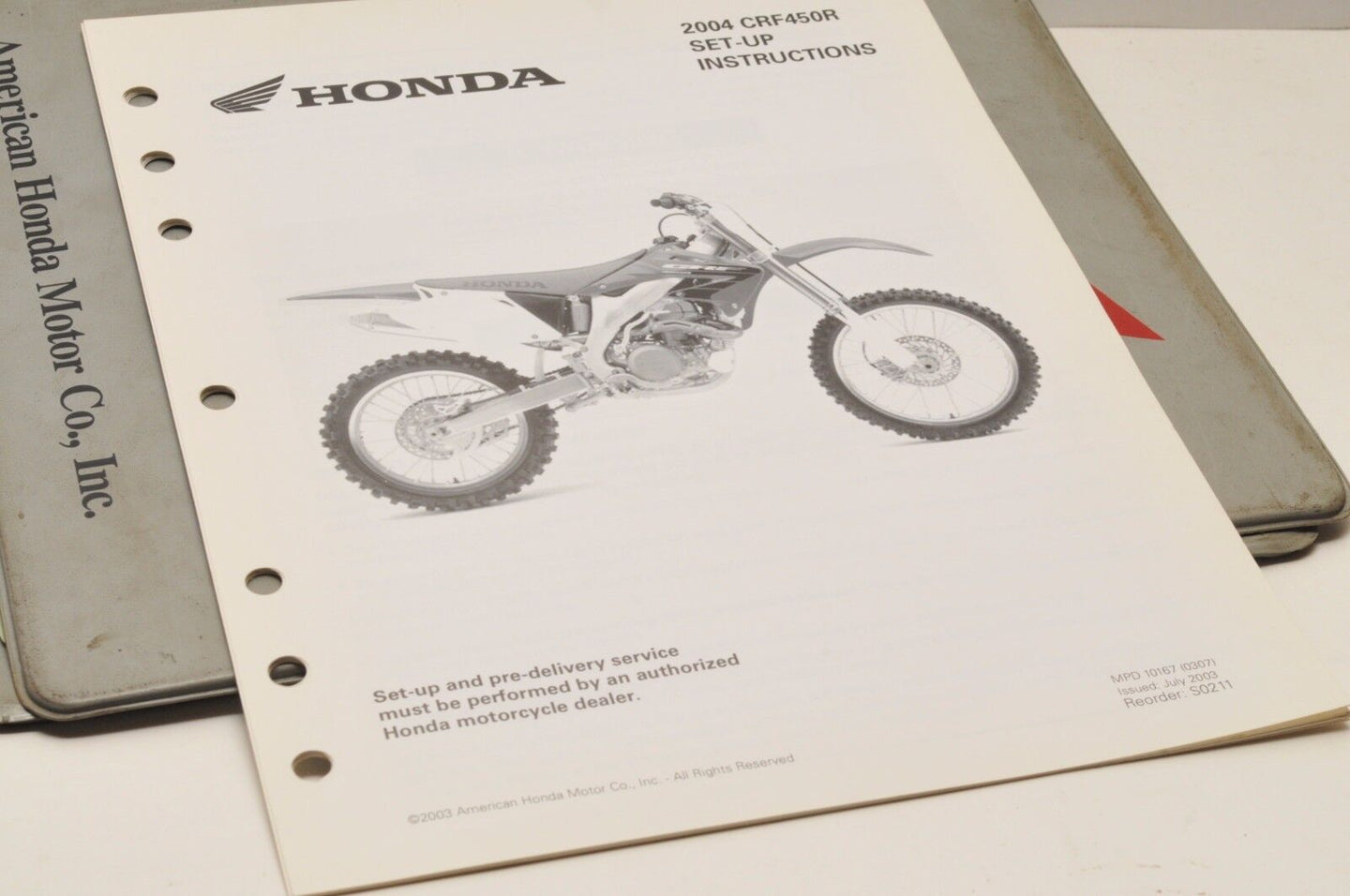 2004 CRF450R CRF450 R GENUINE Honda Factory SETUP INSTRUCTIONS PDI MANUAL S0211 - Very Good