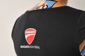 Ladies Ducati Montreal T-Shirt Black Grey V Neck Bella Women's Motorcycle Top