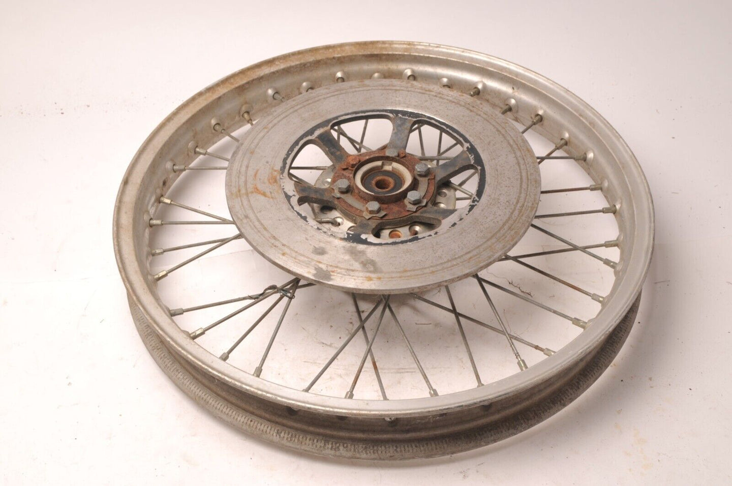 Front Wheel Aluminum Rim 1.85 x 19 Takasago 36 Spoke Suzuki with Rotor DOT 4 78 - Very Good