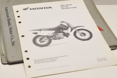 2003 XR70R XR70 R GENUINE Honda Factory SETUP INSTRUCTIONS PDI MANUAL S0120 - Very Good