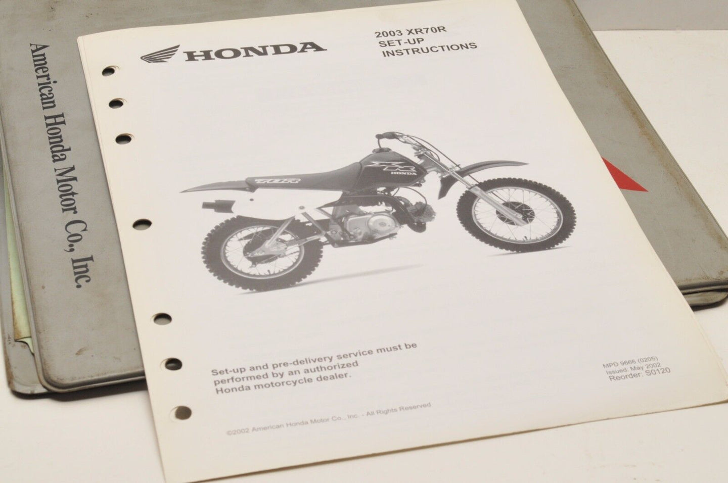 2003 XR70R XR70 R GENUINE Honda Factory SETUP INSTRUCTIONS PDI MANUAL S0120 - Very Good