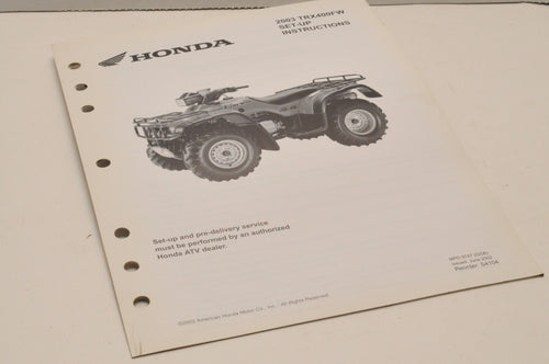 2003 TRX400FW Genuine OEM Honda Factory SETUP INSTRUCTIONS PDI MANUAL S4104 - Very Good